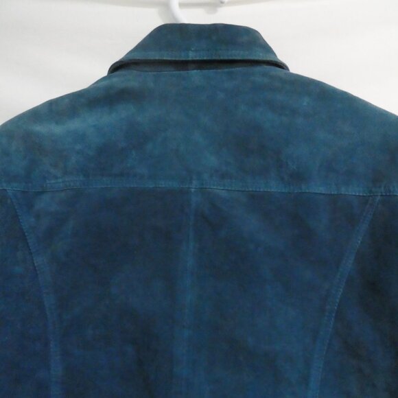 CHICO'S | size 2 | Blue Suede Button-Up Front Jacket - Picture 10 of 14
